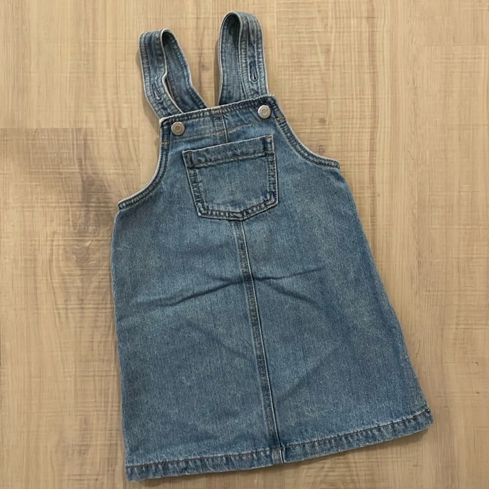 4T denim dress overalls in light wash